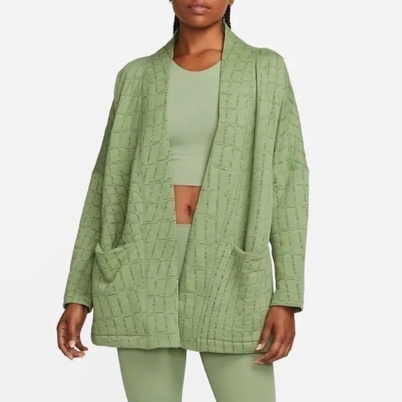 Nike Womens Yoga Therma Fit Jacquard Reversible Oversized Kimono Top  Large - Picture 1 of 16